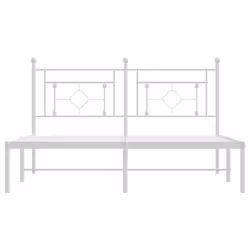 vidaXL Metal Bed Frame Home Bedroom Bed Base Mattress Foundation Bedstead - with headboard, 150 x 200 cm - Additional view 4