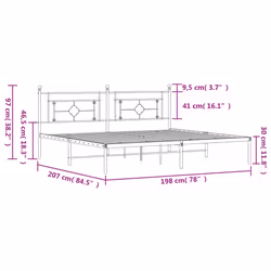 vidaXL Metal Bed Frame Home Bedroom Bed Base Mattress Foundation Bedstead - with headboard, 193 x 203 cm - Additional view 10