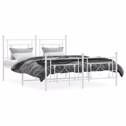vidaXL Metal Bed Frame Home Bedroom Bed Base Mattress Foundation Bedstead - with headboard & footboard, 160 x 200 cm - Additional view 2