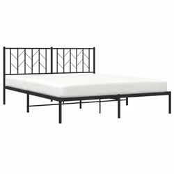 vidaXL Metal Bed Frame with Headboard Mattress Foundation Black 160x200 cm - Additional view 2