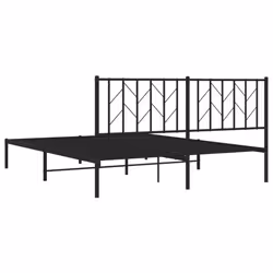 vidaXL Metal Bed Frame with Headboard Mattress Foundation Black 160x200 cm - Additional view 6