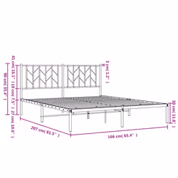 vidaXL Metal Bed Frame with Headboard Mattress Foundation Black 160x200 cm - Additional view 9