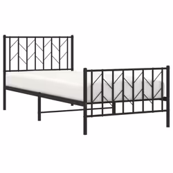 vidaXL Metal Bed Frame with Headboard Mattress Foundation Black 80x200 cm - black, 90 x 190 cm/ with headboard & footboard - Additional view 2