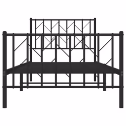 vidaXL Metal Bed Frame with Headboard Mattress Foundation Black 80x200 cm - black, 90 x 190 cm/ with headboard & footboard - Additional view 4