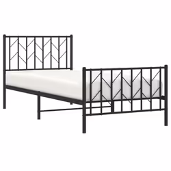 vidaXL Metal Bed Frame with Headboard Mattress Foundation Black 80x200 cm - black, 90 x 200 cm/ with headboard & footboard - Additional view 2
