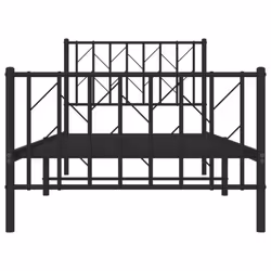 vidaXL Metal Bed Frame with Headboard Mattress Foundation Black 80x200 cm - black, 90 x 200 cm/ with headboard & footboard - Additional view 4