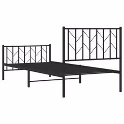vidaXL Metal Bed Frame with Headboard Mattress Foundation Black 80x200 cm - black, 90 x 200 cm/ with headboard & footboard - Additional view 6