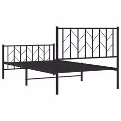 vidaXL Metal Bed Frame with Headboard Mattress Foundation Black 80x200 cm - black, 100 x 200 cm/ with headboard & footboard - Additional view 6