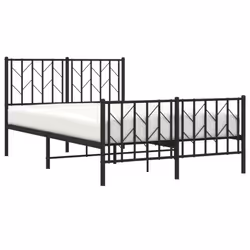 vidaXL Metal Bed Frame with Headboard Mattress Foundation Black 80x200 cm - black, 120 x 200 cm/ with headboard & footboard - Additional view 2