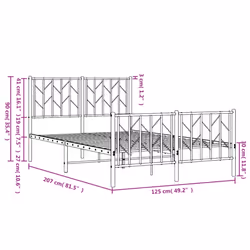 vidaXL Metal Bed Frame with Headboard Mattress Foundation Black 80x200 cm - black, 120 x 200 cm/ with headboard & footboard - Additional view 3
