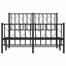vidaXL Metal Bed Frame with Headboard Mattress Foundation Black 80x200 cm - black, 120 x 200 cm/ with headboard & footboard - Additional view 4