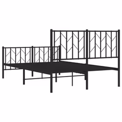 vidaXL Metal Bed Frame with Headboard Mattress Foundation Black 80x200 cm - black, 120 x 200 cm/ with headboard & footboard - Additional view 6