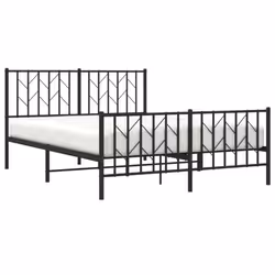 vidaXL Metal Bed Frame with Headboard Mattress Foundation Black 80x200 cm - black, 135 x 190 cm/ with headboard & footboard - Additional view 2