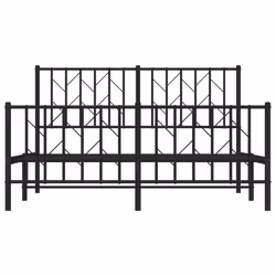 vidaXL Metal Bed Frame with Headboard Mattress Foundation Black 80x200 cm - black, 135 x 190 cm/ with headboard & footboard - Additional view 4