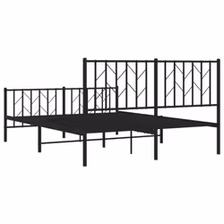 vidaXL Metal Bed Frame with Headboard Mattress Foundation Black 80x200 cm - black, 135 x 190 cm/ with headboard & footboard - Additional view 6
