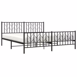 vidaXL Metal Bed Frame with Headboard Mattress Foundation Black 80x200 cm - black, 183 x 213 cm/ with headboard & footboard - Additional view 2