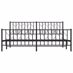vidaXL Metal Bed Frame with Headboard Mattress Foundation Black 80x200 cm - black, 183 x 213 cm/ with headboard & footboard - Additional view 4