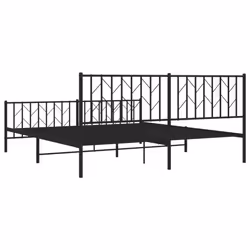 vidaXL Metal Bed Frame with Headboard Mattress Foundation Black 80x200 cm - black, 183 x 213 cm/ with headboard & footboard - Additional view 6