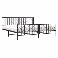 vidaXL Metal Bed Frame with Headboard Mattress Foundation Black 80x200 cm - black, 193 x 203 cm/ with headboard & footboard - Additional view 2