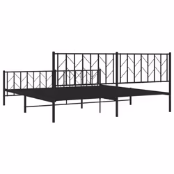 vidaXL Metal Bed Frame with Headboard Mattress Foundation Black 80x200 cm - black, 193 x 203 cm/ with headboard & footboard - Additional view 6