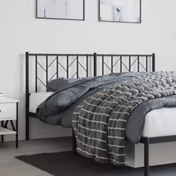 vidaXL Metal Headboard Bedroom Home Bed Header Bed Headboard Black 200 cm - black, 160 cm - Additional view 2