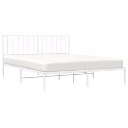 vidaXL Metal Bed Frame with Headboard Mattress Foundation Black 80x200 cm - white, 160 x 200 cm/ with headboard - Additional view 2