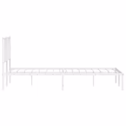 vidaXL Metal Bed Frame with Headboard Mattress Foundation Black 80x200 cm - white, 160 x 200 cm/ with headboard - Additional view 5