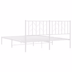 vidaXL Metal Bed Frame with Headboard Mattress Foundation Black 80x200 cm - white, 160 x 200 cm/ with headboard - Additional view 6