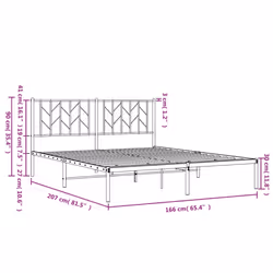 vidaXL Metal Bed Frame with Headboard Mattress Foundation Black 80x200 cm - white, 160 x 200 cm/ with headboard - Additional view 9