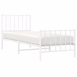 vidaXL Metal Bed Frame with Headboard Mattress Foundation Black 80x200 cm - white, 80 x 200 cm/ with headboard & footboard - Additional view 2