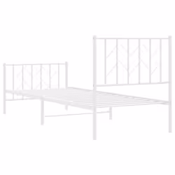 vidaXL Metal Bed Frame with Headboard Mattress Foundation Black 80x200 cm - white, 80 x 200 cm/ with headboard & footboard - Additional view 5