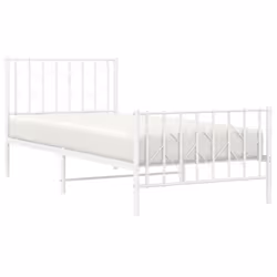 vidaXL Metal Bed Frame with Headboard Mattress Foundation Black 80x200 cm - white, 90 x 200 cm/ with headboard & footboard - Additional view 2