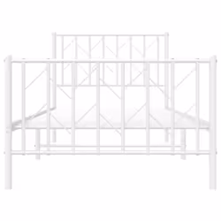 vidaXL Metal Bed Frame with Headboard Mattress Foundation Black 80x200 cm - white, 90 x 200 cm/ with headboard & footboard - Additional view 4
