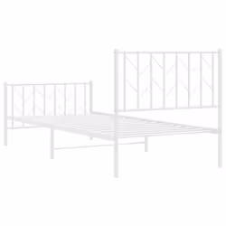 vidaXL Metal Bed Frame with Headboard Mattress Foundation Black 80x200 cm - white, 90 x 200 cm/ with headboard & footboard - Additional view 6