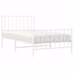vidaXL Metal Bed Frame with Headboard Mattress Foundation Black 80x200 cm - white, 100 x 190 cm/ with headboard & footboard - Additional view 2