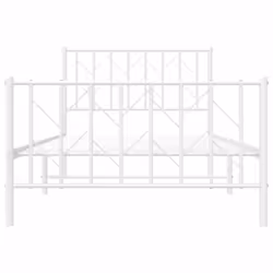 vidaXL Metal Bed Frame with Headboard Mattress Foundation Black 80x200 cm - white, 100 x 190 cm/ with headboard & footboard - Additional view 4