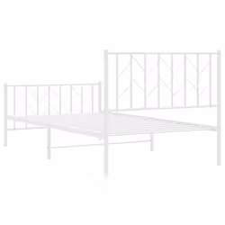 vidaXL Metal Bed Frame with Headboard Mattress Foundation Black 80x200 cm - white, 100 x 190 cm/ with headboard & footboard - Additional view 6