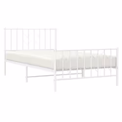 vidaXL Metal Bed Frame with Headboard Mattress Foundation Black 80x200 cm - white, 107 x 203 cm/ with headboard & footboard - Additional view 2