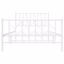 vidaXL Metal Bed Frame with Headboard Mattress Foundation Black 80x200 cm - white, 107 x 203 cm/ with headboard & footboard - Additional view 4