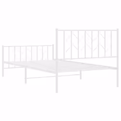vidaXL Metal Bed Frame with Headboard Mattress Foundation Black 80x200 cm - white, 107 x 203 cm/ with headboard & footboard - Additional view 6