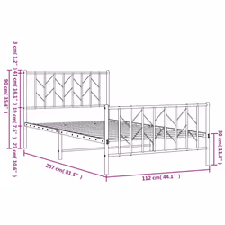 vidaXL Metal Bed Frame with Headboard Mattress Foundation Black 80x200 cm - white, 107 x 203 cm/ with headboard & footboard - Additional view 9
