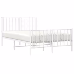 vidaXL Metal Bed Frame with Headboard Mattress Foundation Black 80x200 cm - white, 120 x 190 cm/ with headboard & footboard - Additional view 2