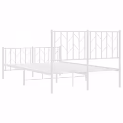 vidaXL Metal Bed Frame with Headboard Mattress Foundation Black 80x200 cm - white, 120 x 190 cm/ with headboard & footboard - Additional view 6