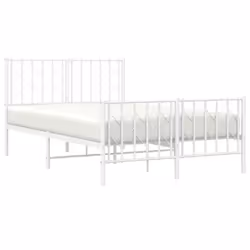 vidaXL Metal Bed Frame with Headboard Mattress Foundation Black 80x200 cm - white, 120 x 200 cm/ with headboard & footboard - Additional view 2