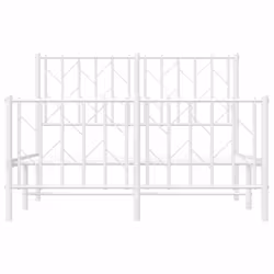vidaXL Metal Bed Frame with Headboard Mattress Foundation Black 80x200 cm - white, 120 x 200 cm/ with headboard & footboard - Additional view 4