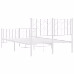 vidaXL Metal Bed Frame with Headboard Mattress Foundation Black 80x200 cm - white, 120 x 200 cm/ with headboard & footboard - Additional view 6
