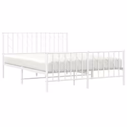 vidaXL Metal Bed Frame with Headboard Mattress Foundation Black 80x200 cm - white, 135 x 190 cm/ with headboard & footboard - Additional view 2