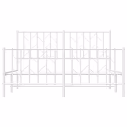 vidaXL Metal Bed Frame with Headboard Mattress Foundation Black 80x200 cm - white, 135 x 190 cm/ with headboard & footboard - Additional view 4