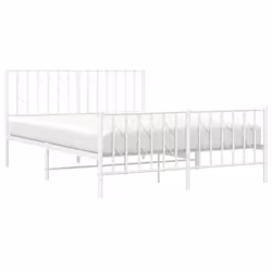 vidaXL Metal Bed Frame with Headboard Mattress Foundation Black 80x200 cm - white, 140 x 190 cm/ with headboard & footboard - Additional view 2