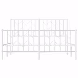 vidaXL Metal Bed Frame with Headboard Mattress Foundation Black 80x200 cm - white, 140 x 190 cm/ with headboard & footboard - Additional view 4